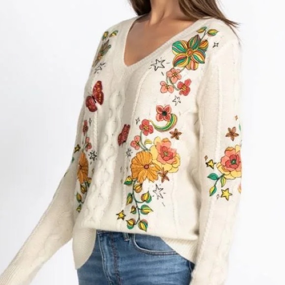 Johnny Was “The Wonder Years” embroidered cashmere blend sweater NWT RARE - Picture 11 of 15